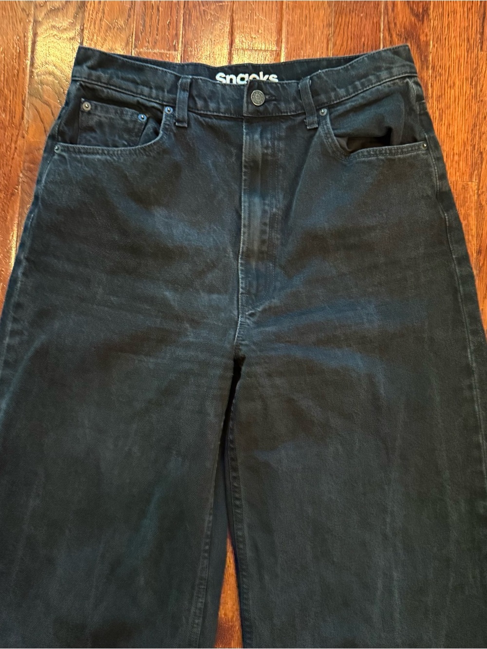 Mother Snacks Wide Leg Black Denim Jeans High Rise 90s Revival Streetwear Sz 29 - Picture 2 of 9